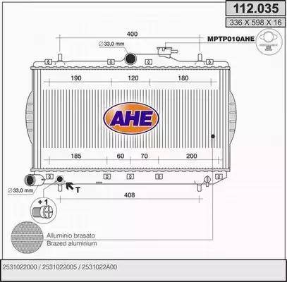 AHE 112.035 - Радіатор, охолодження двигуна autocars.com.ua