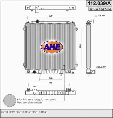 AHE 112.039/A - Радиатор, охлаждение двигателя autodnr.net