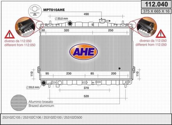 AHE 112.040 - Радіатор, охолодження двигуна autocars.com.ua