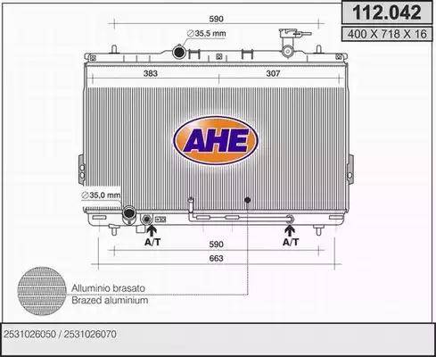 AHE 112.042 - Радіатор, охолодження двигуна autocars.com.ua