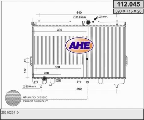 AHE 112.045 - Радіатор, охолодження двигуна autocars.com.ua