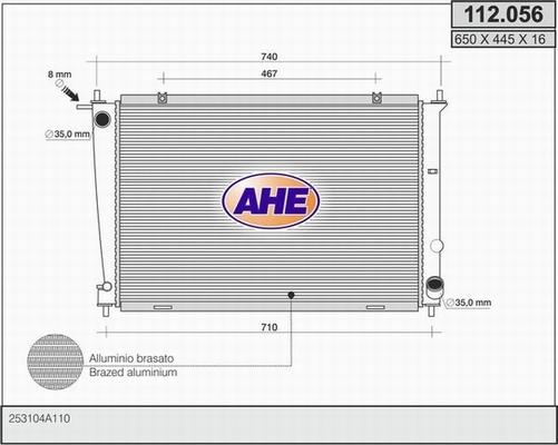 AHE 112.056 - Радіатор, охолодження двигуна autocars.com.ua