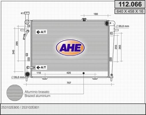 AHE 112.066 - Радіатор, охолодження двигуна autocars.com.ua