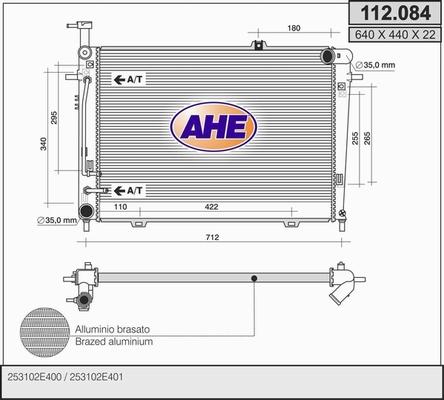 AHE 112.084 - Радіатор, охолодження двигуна autocars.com.ua