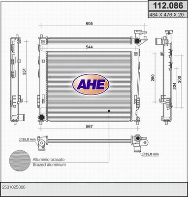 AHE 112.086 - Радіатор, охолодження двигуна autocars.com.ua