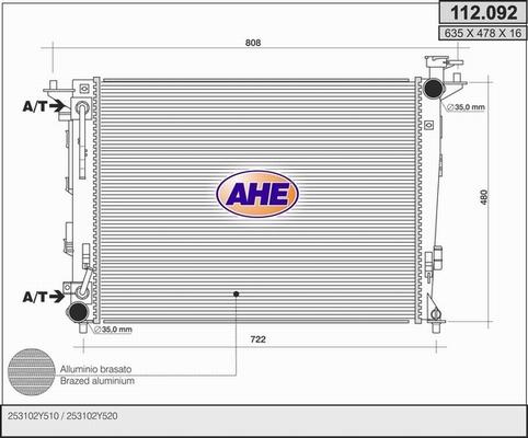 AHE 112.092 - Радіатор, охолодження двигуна autocars.com.ua