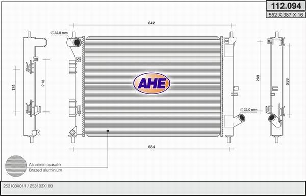 AHE 112.094 - Радіатор, охолодження двигуна autocars.com.ua