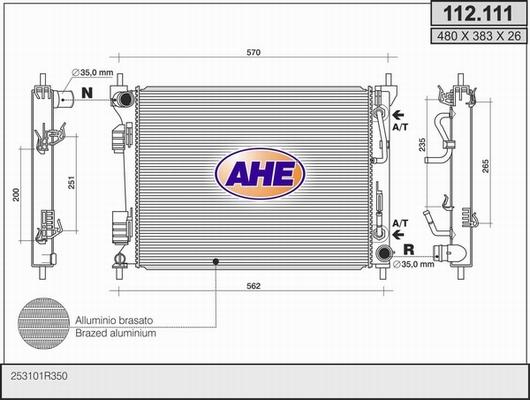 AHE 112.111 - Радіатор, охолодження двигуна autocars.com.ua