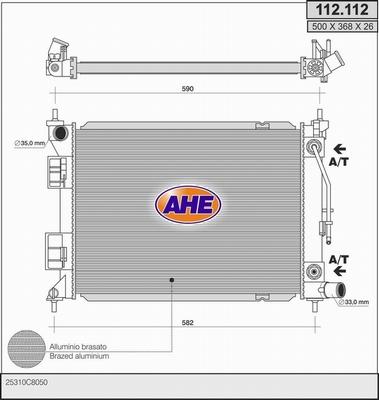 AHE 112.112 - Радіатор, охолодження двигуна autocars.com.ua