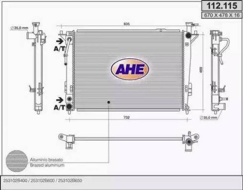 AHE 112.115 - Радіатор, охолодження двигуна autocars.com.ua