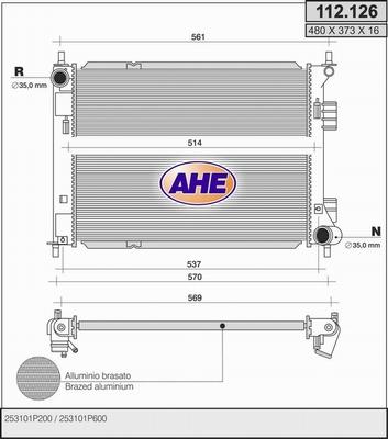 AHE 112.126 - Радіатор, охолодження двигуна autocars.com.ua