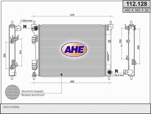 AHE 112.128 - Радіатор, охолодження двигуна autocars.com.ua