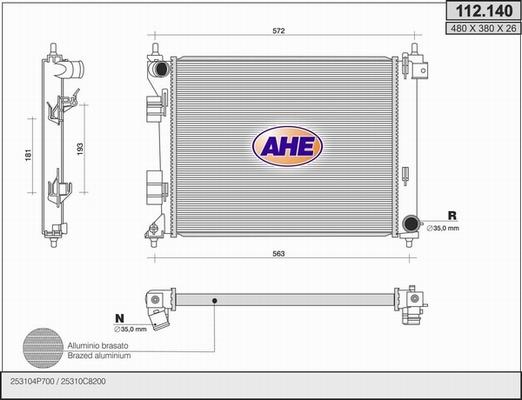 AHE 112.140 - Радіатор, охолодження двигуна autocars.com.ua