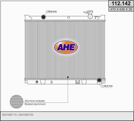 AHE 112.142 - Радіатор, охолодження двигуна autocars.com.ua