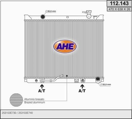 AHE 112.143 - Радіатор, охолодження двигуна autocars.com.ua