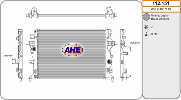 AHE 112.151 - Радіатор, охолодження двигуна autocars.com.ua