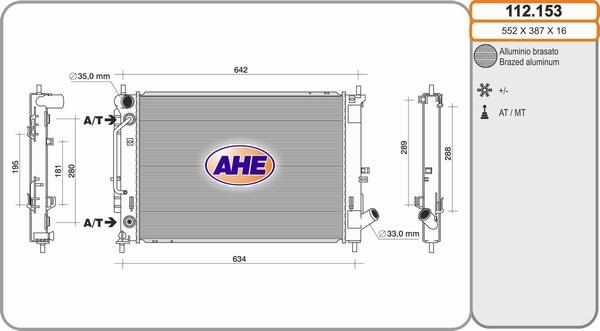 AHE 112.153 - Радіатор, охолодження двигуна autocars.com.ua