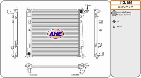 AHE 112.155 - Радиатор, охлаждение двигателя autodnr.net
