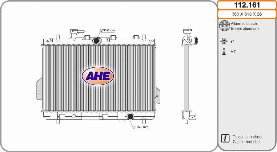 AHE 112.161 - Радіатор, охолодження двигуна autocars.com.ua