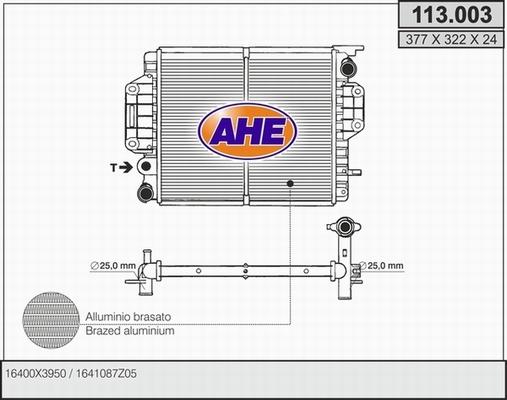 AHE 113.003 - Радіатор, охолодження двигуна autocars.com.ua