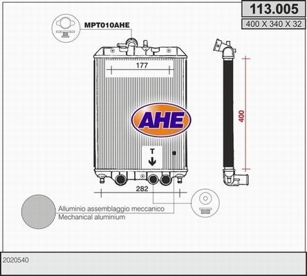 AHE 113.005 - Радіатор, охолодження двигуна autocars.com.ua