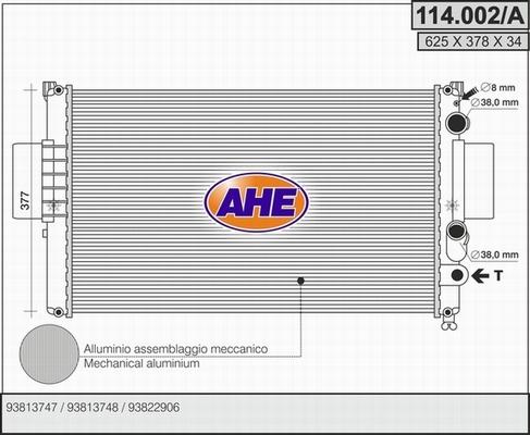 AHE 114.002/A - Радіатор, охолодження двигуна autocars.com.ua