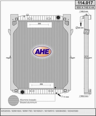 AHE 114.017 - Радіатор, охолодження двигуна autocars.com.ua