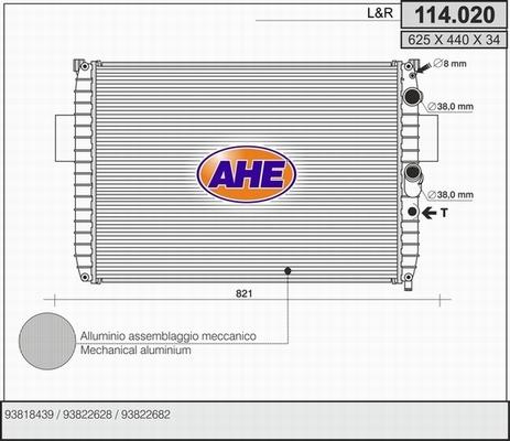 AHE 114.020 - Радіатор, охолодження двигуна autocars.com.ua