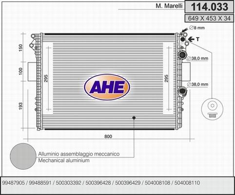 AHE 114.033 - Радіатор, охолодження двигуна autocars.com.ua