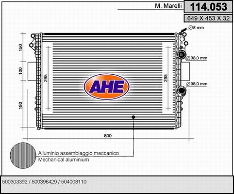 AHE 114.053 - Радіатор, охолодження двигуна autocars.com.ua
