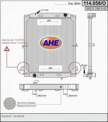 AHE 114.058/O - Радіатор, охолодження двигуна autocars.com.ua
