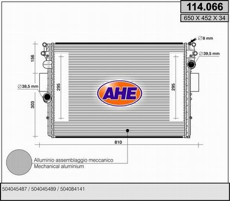 AHE 114.066 - Радіатор, охолодження двигуна autocars.com.ua