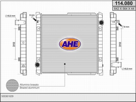 AHE 114.080 - Радіатор, охолодження двигуна autocars.com.ua