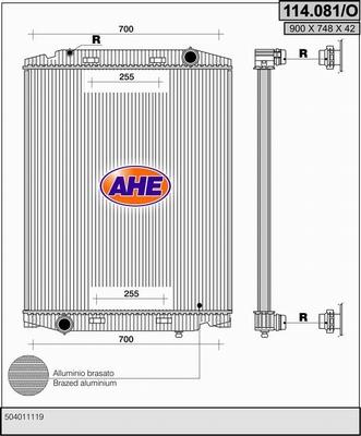 AHE 114.081/O - Радиатор, охлаждение двигателя autodnr.net