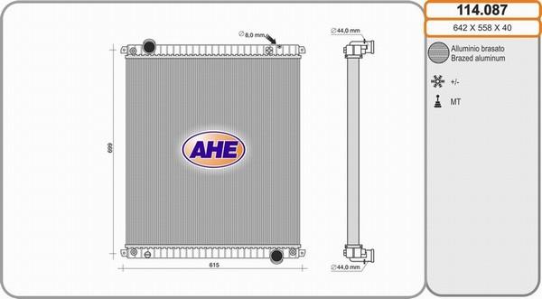 AHE 114.087 - Радіатор, охолодження двигуна autocars.com.ua