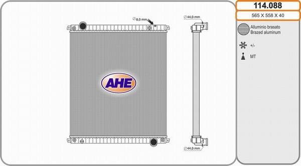 AHE 114.088 - Радіатор, охолодження двигуна autocars.com.ua