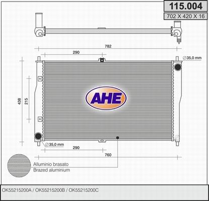 AHE 115.004 - Радіатор, охолодження двигуна autocars.com.ua