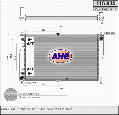 AHE 115.005 - Радіатор, охолодження двигуна autocars.com.ua