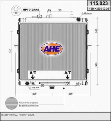 AHE 115.023 - Радіатор, охолодження двигуна autocars.com.ua