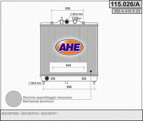 AHE 115.026/A - Радіатор, охолодження двигуна autocars.com.ua
