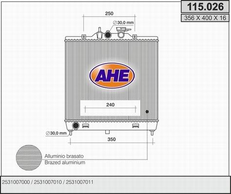 AHE 115.026 - Радіатор, охолодження двигуна autocars.com.ua