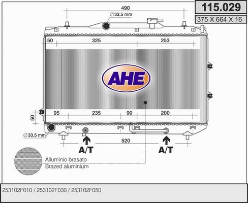 AHE 115.029 - Радіатор, охолодження двигуна autocars.com.ua