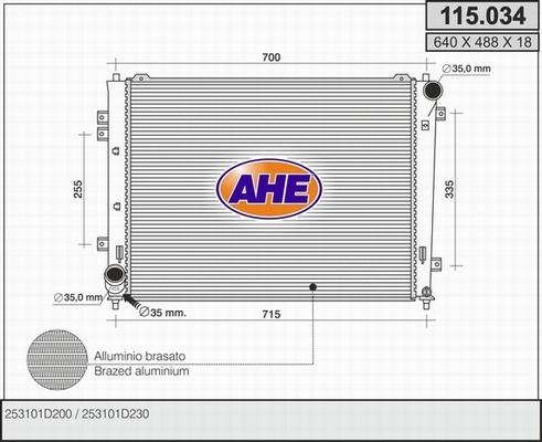 AHE 115.034 - Радіатор, охолодження двигуна autocars.com.ua