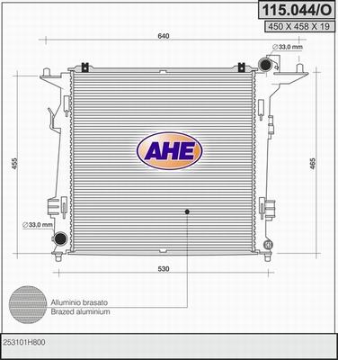 AHE 115.044/O - Радіатор, охолодження двигуна autocars.com.ua