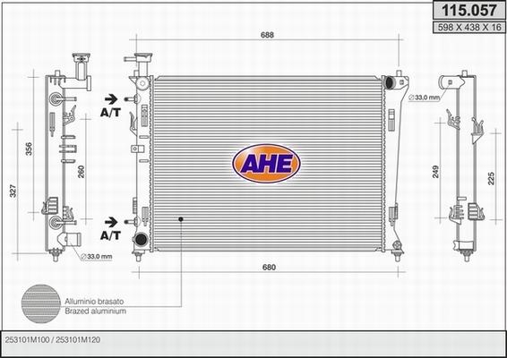 AHE 115.057 - Радіатор, охолодження двигуна autocars.com.ua