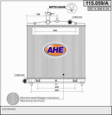 AHE 115.059/A - Радіатор, охолодження двигуна autocars.com.ua