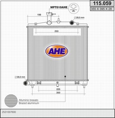 AHE 115.059 - Радіатор, охолодження двигуна autocars.com.ua