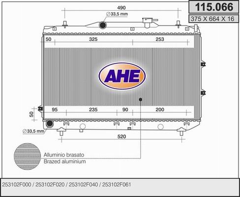 AHE 115.066 - Радіатор, охолодження двигуна autocars.com.ua