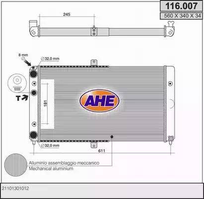 AHE 116.007 - Радіатор, охолодження двигуна autocars.com.ua