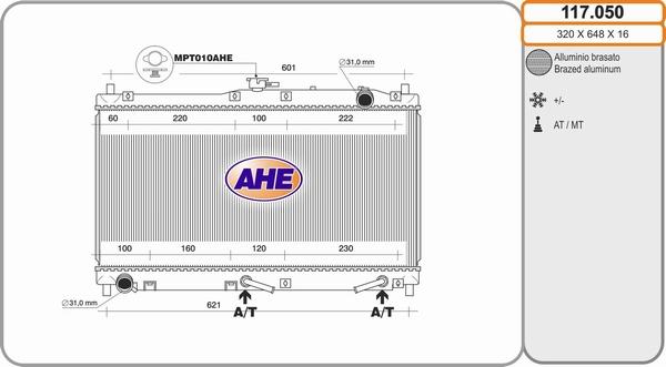 AHE 117.050 - Радіатор, охолодження двигуна autocars.com.ua